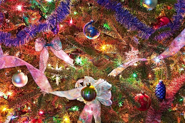 Χριστουγεννιάτικα Φωτάκια Και Διακόσμηση Φόντο — Φωτογραφία Αρχείου