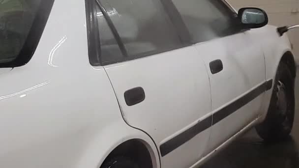 汽车白色 用洗手洗 — 图库视频影像