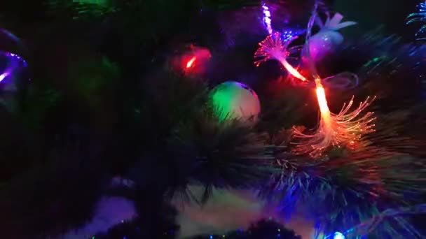 Decoración Navidad Árbol Navidad Juguetes Primer Plano — Vídeo de stock