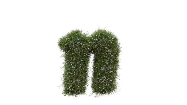 Alphabet Wortbuchstabe Mit Gras Material Und Weißem Hintergrund — Stockfoto