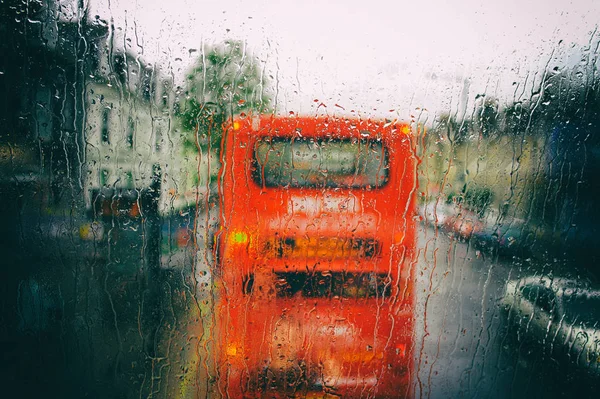 Dia Chuvoso Britânico Vista Ônibus — Fotografia de Stock