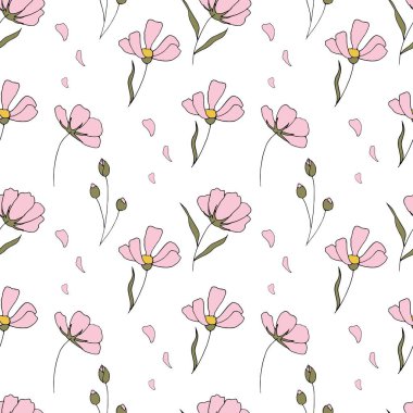 Cosmos çiçekli çiçekli seamless modeli