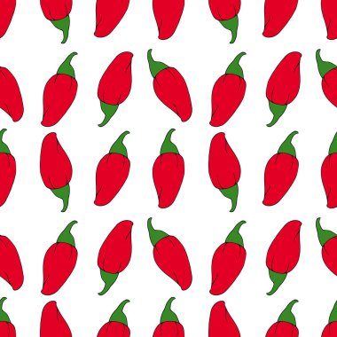 kırmızı biber seamless modeli. El çizmek illüstrasyon izole beyaz arka plan üzerinde