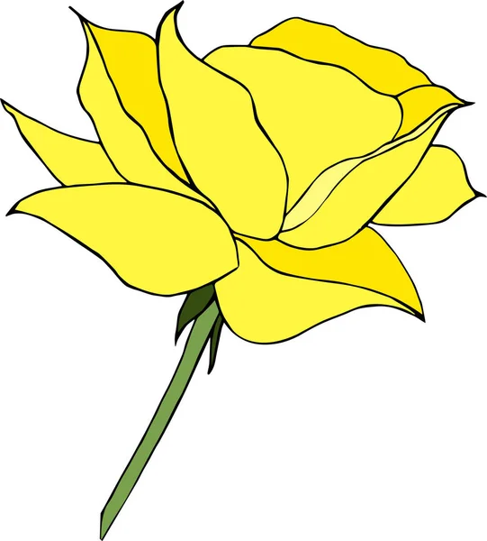 Жовтий Стиль Мультфільму Троянди Білому Тлі — стоковий вектор