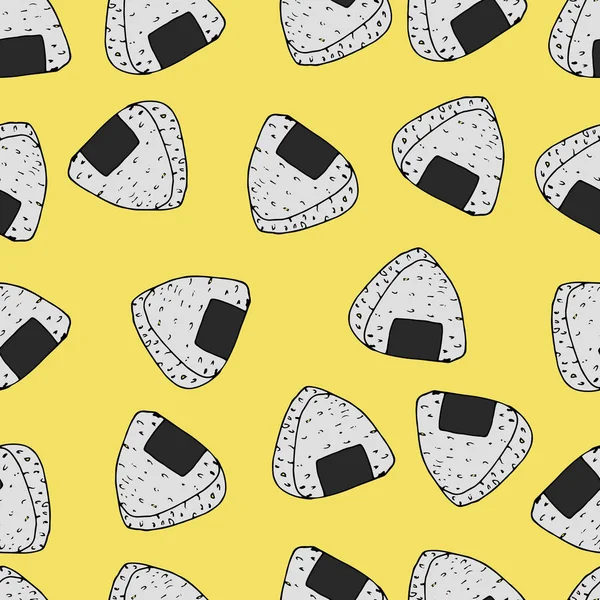 Onigiri Boule Riz Japonaise Fond Modèle Sans Couture Une Collation — Image vectorielle