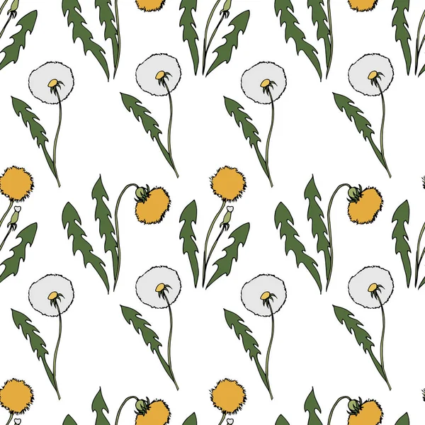 Dandelion pattern. hand drawn illustration. Bright cartoon illustration for  card design, fabric and wallpaper.