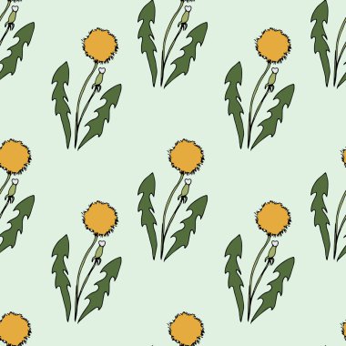 Karahindiba desen. çizilmiş şekil ver. Parlak çizgi film illüstrasyon kart tasarımı, kumaş ve duvar kağıdı.