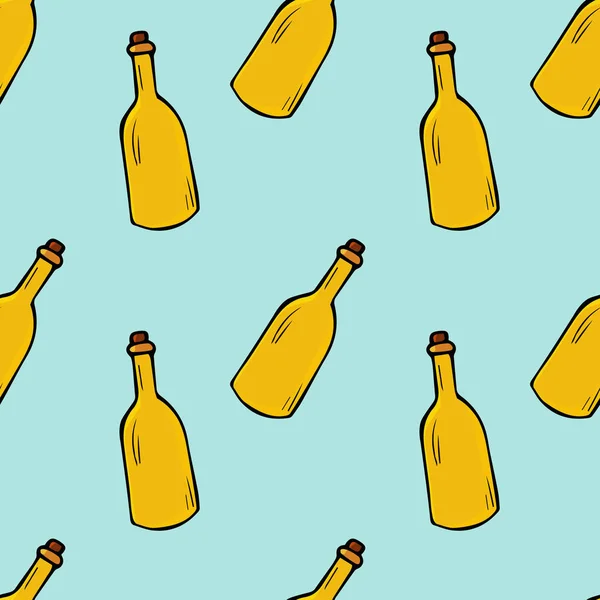 Patrón de botellas. ilustración dibujada a mano. Ilustración de dibujos animados brillante para el diseño de tarjetas, tela y papel pintado . — Vector de stock