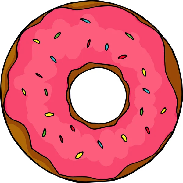 Donut. helle Cartoon-Illustration für die Gestaltung von Grußkarten für Kinder, Speisekarte, Stoff und Tapete. — Stockvektor