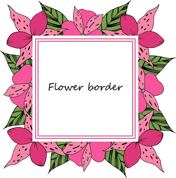 Blomma vektor ritning ram. Isolerade mall. Hand dras blommig bröllopsinbjudan, etikettmall, årsdagen kort. — Stock vektor