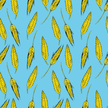 Buğday ile sonbahar seamless modeli. Mükemmel mevsimlik, octoberfest ve Şükran günü için tebrik kartları