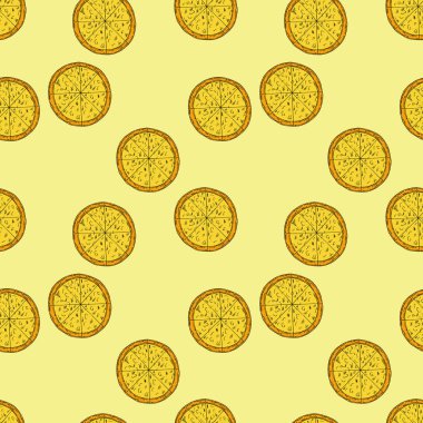 Dikişsiz desen karikatür tarzı pizza. Menü, kartı, tekstil tasarımı için mükemmel