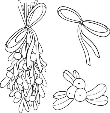 Noel ve yeni yıl öğeleri kümesi. Vektör çizim.