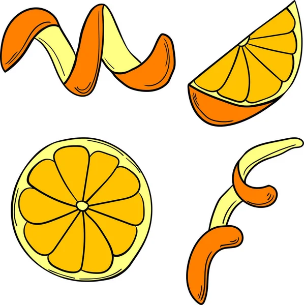 Vector uppsättning av citrus i tecknad stil — Stock vektor