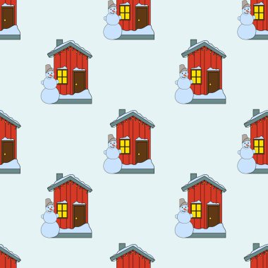 Dikişsiz desen vektör evde. Sevimli çizgi tasarım. Kartı, takvim tasarımı için mükemmel