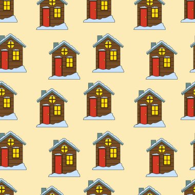 Dikişsiz desen vektör evde. Sevimli çizgi tasarım. Kartı, takvim tasarımı için mükemmel