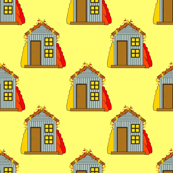 Naadloze patroon van huis in vector. Schattige cartoon design. Perfect voor kaart, agenda ontwerp — Stockvector