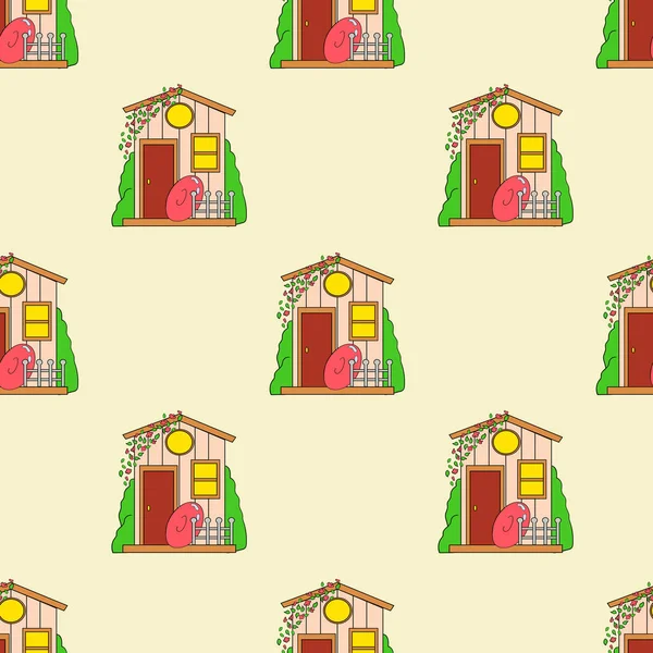 Dikişsiz desen vektör evde. Sevimli çizgi tasarım. Kartı, takvim tasarımı için mükemmel