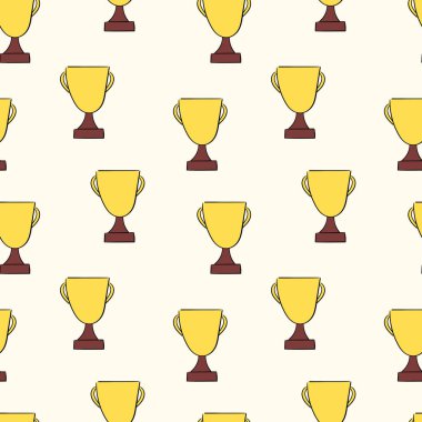 Kupa ve ödülleri ile Seamless modeli. Vektör çizim
