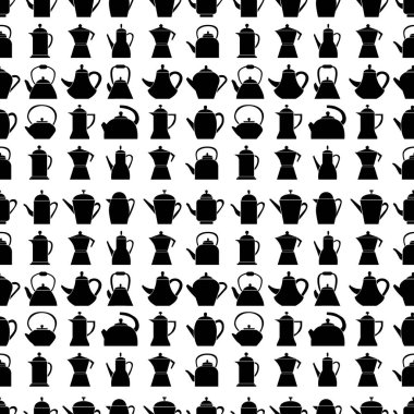 Çaydanlık simgesi seamless modeli. Çay sembolü. Düz vektör çizim