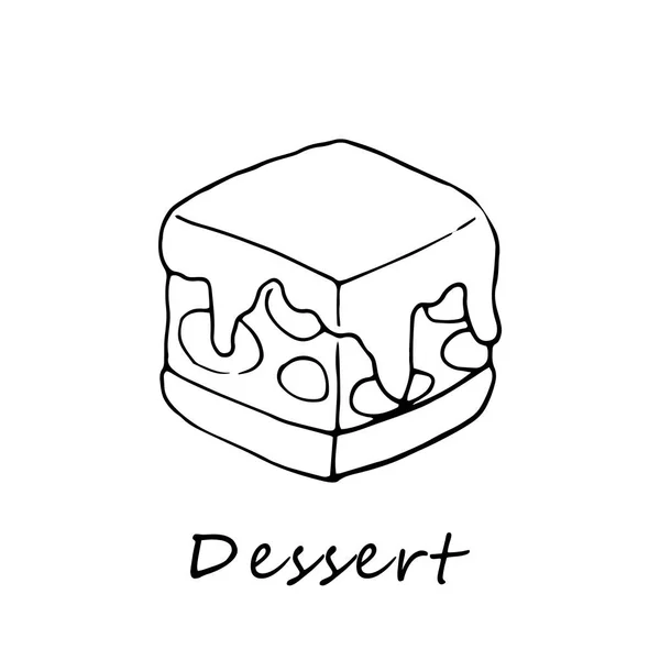 Umriss Illustration des Kuchens. perfekt für Menüs, Karten, Textilien für Lebensmittelverpackungen — Stockvektor