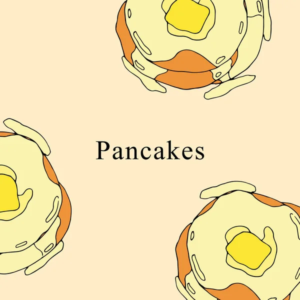 Pancakes vector ilustración en estilo de dibujos animados. Perfecto para menú, tarjeta, diseño de bolsa — Vector de stock