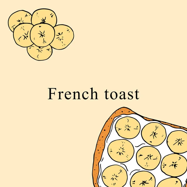 Französische Toast-Vektorillustration im Cartoon-Stil. perfekt für Menü, Karte, Taschendesign — Stockvektor