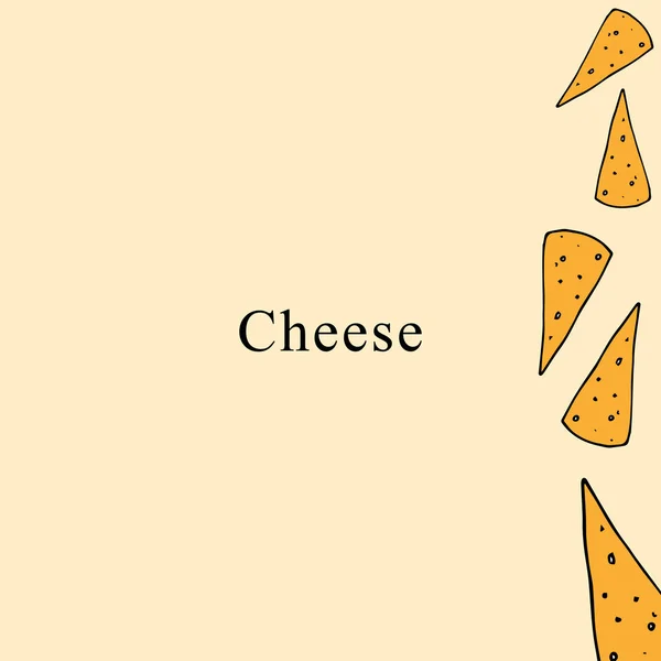 Εικονογράφηση διάνυσμα τυρί στο στυλ του καρτούν. Ιδανικό για μενού, κάρτα, σχεδιασμός τσάντα — Διανυσματικό Αρχείο