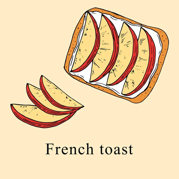 Französische Toast Vektorillustration Cartoon Stil Perfekt Für Menü Karte Textildesign — Stockvektor