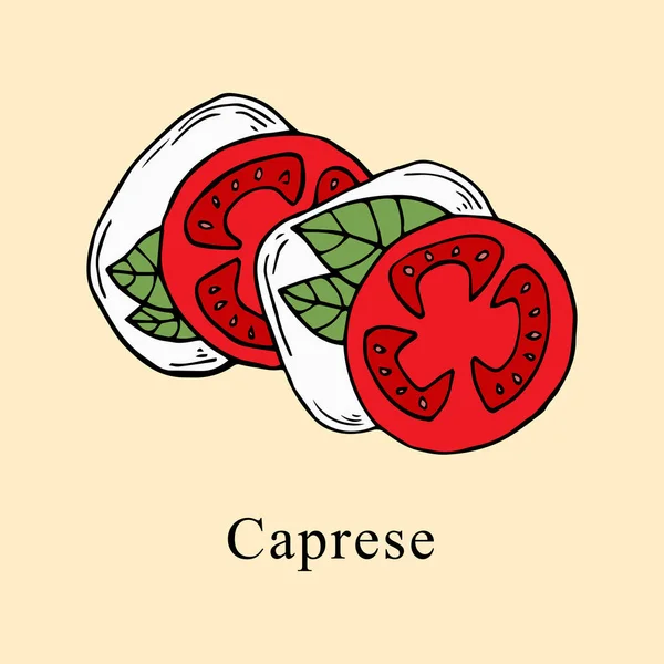 Caprese-Vektorillustration im Cartoon-Stil. perfekt für Menü, Karte, Textildesign — Stockvektor