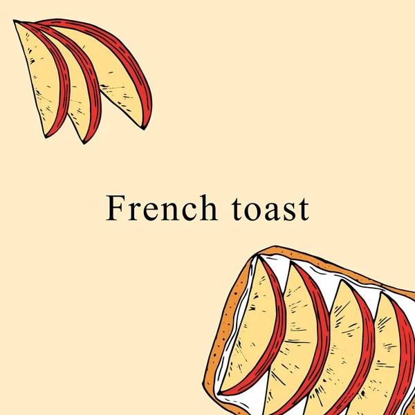 Französische Toast-Vektorillustration im Cartoon-Stil. perfekt für Menü, Karte, Taschendesign — Stockvektor