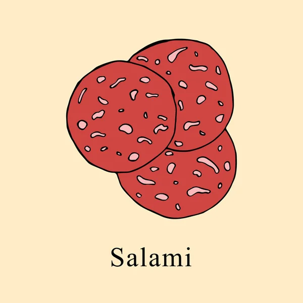 Salami-Vektorillustration im Cartoon-Stil. perfekt für Menü, Kartendesign — Stockvektor