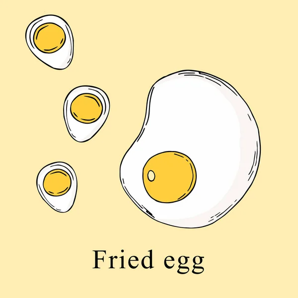 Ilustracja wektorowa jajko smażone w stylu cartoon. Idealny dla menu, karty, projekt torba — Wektor stockowy