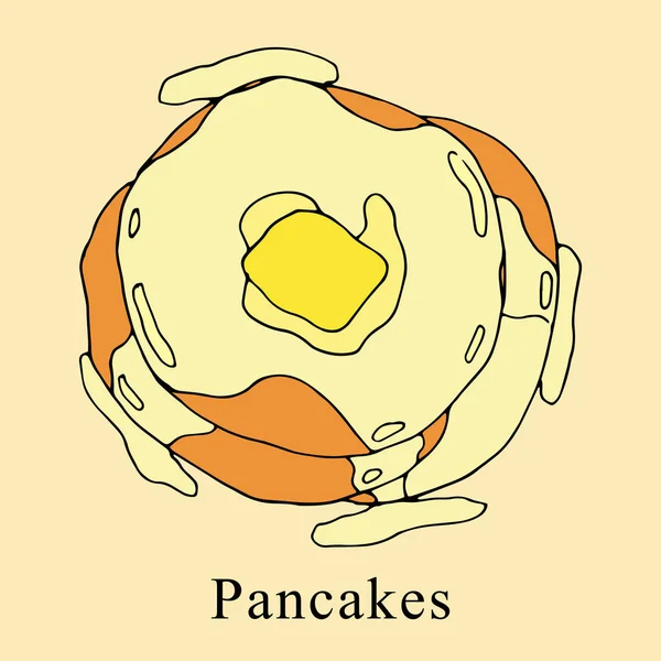 Pannkakor vektor illustration i tecknad stil. Perfekt för menyn, kort, väska design — Stock vektor