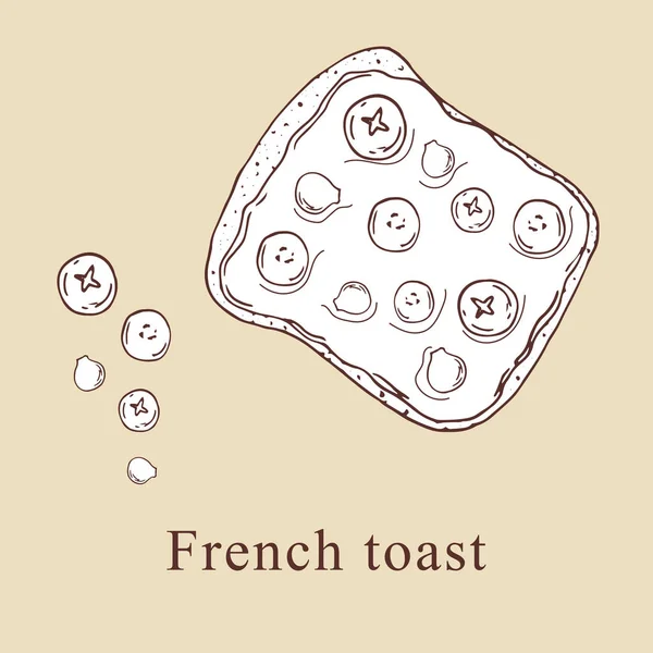 Französische Toast-Vektorillustration im Cartoon-Stil. perfekt für Menü, Karte, Textildesign — Stockvektor