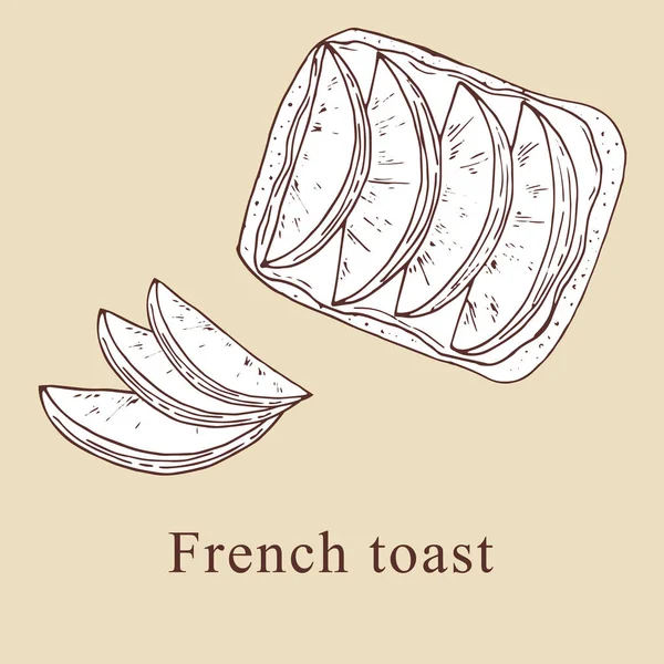 Französische Toast-Vektorillustration im Cartoon-Stil. perfekt für Menü, Karte, Textildesign — Stockvektor