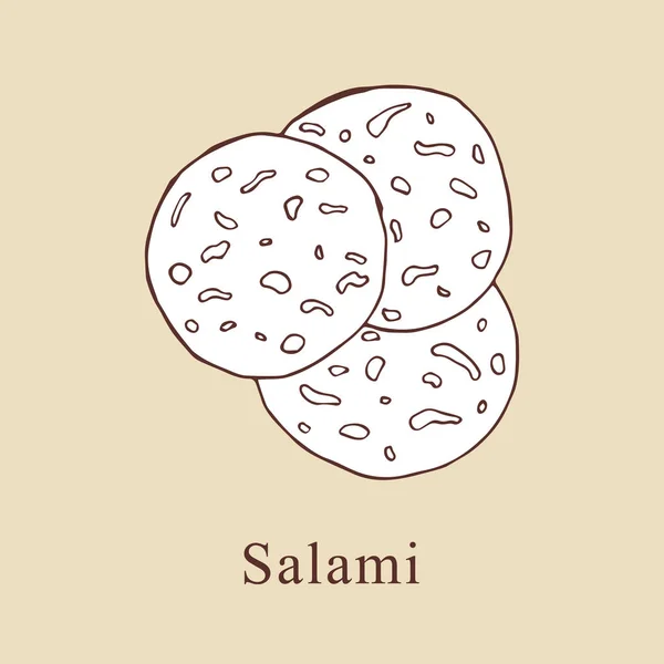 Salami-Vektorillustration im Cartoon-Stil. perfekt für Menü, Karte, Textildesign — Stockvektor