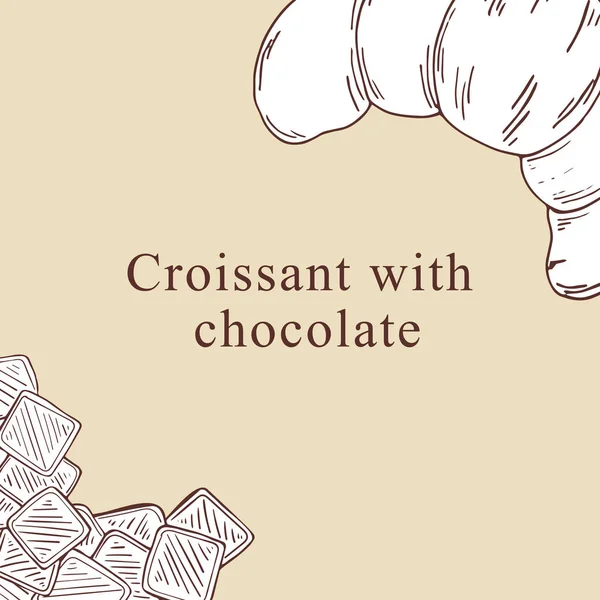 Croissant vector ilustración en estilo de dibujos animados. Perfecto para menú, tarjeta, diseño de bolsa — Vector de stock