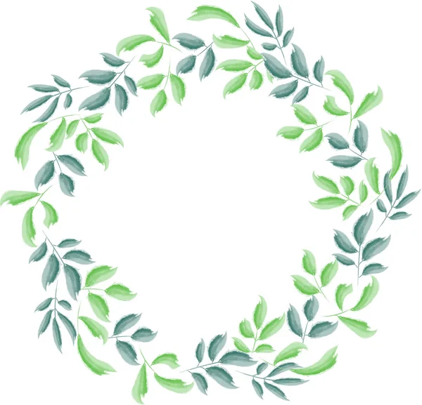 Grüne Blätter rahmen Design. Design für Logo, Grußkarte, Hochzeitseinladung. Vektorillustration — Stockvektor