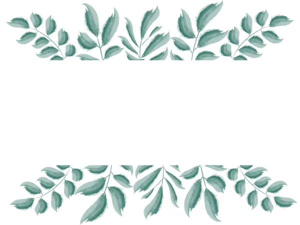 Grüne Blätter rahmen Design. Design für Logo, Grußkarte, Hochzeitseinladung. Vektorillustration — Stockvektor