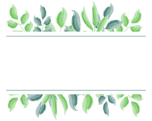 Gröna blad ramkonstruktion. Design för logotyp, gratulationskort, bröllopsinbjudan. Vektorillustration — Stock vektor