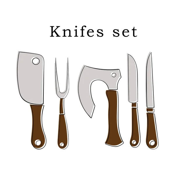 Conjunto de cuchillos icono vectorial . — Vector de stock