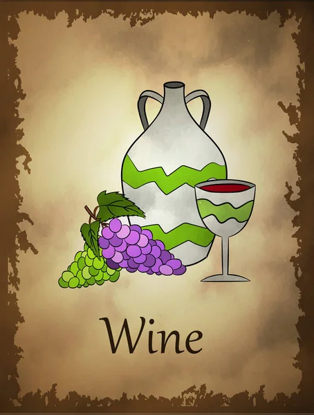 Illustration of wine in cartoon style — Stock Vector