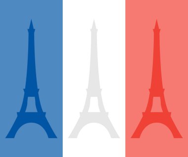 Fransız bayrağının renklerinde Eyfel kulesi. 