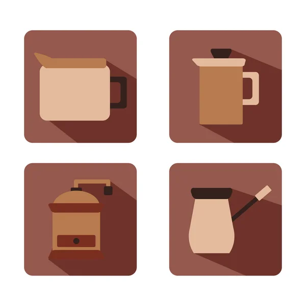 Set mit Kaffee-Flach-Symbol. Vektorillustration. — Stockvektor