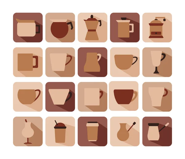 Set de icono plano de café. ilustración vectorial — Vector de stock