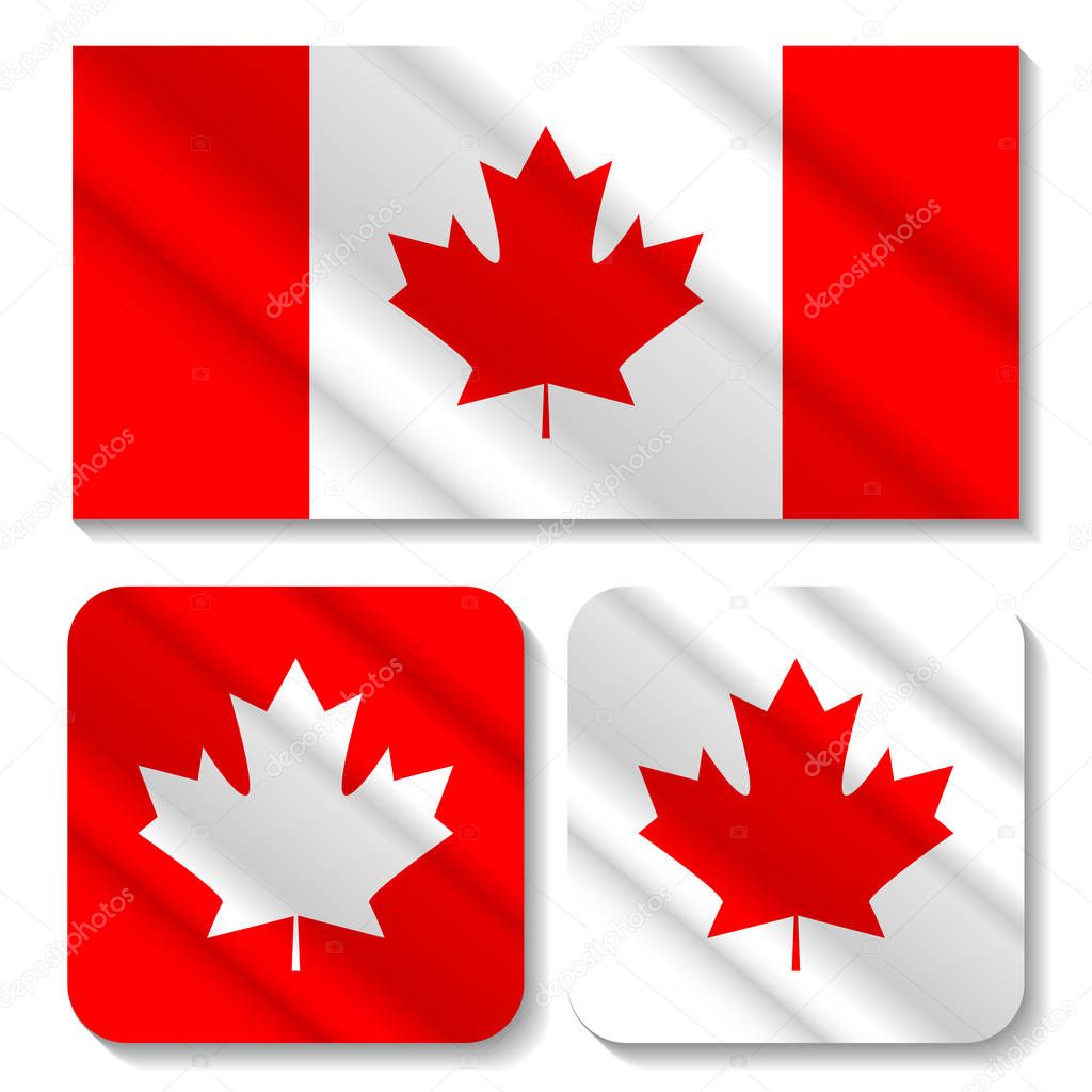 Vector Canada flag concept with square icon of a maple leaf