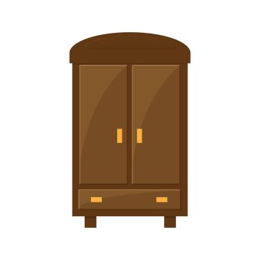 gardırop illüstrasyon, düz simge. Ön görünüm. 