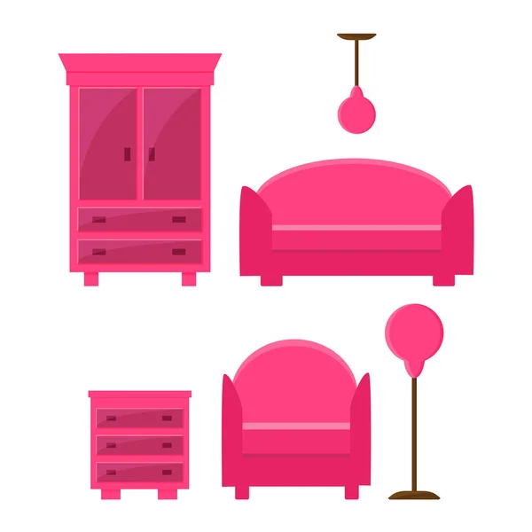 Set of furniture in one style, flat icon.