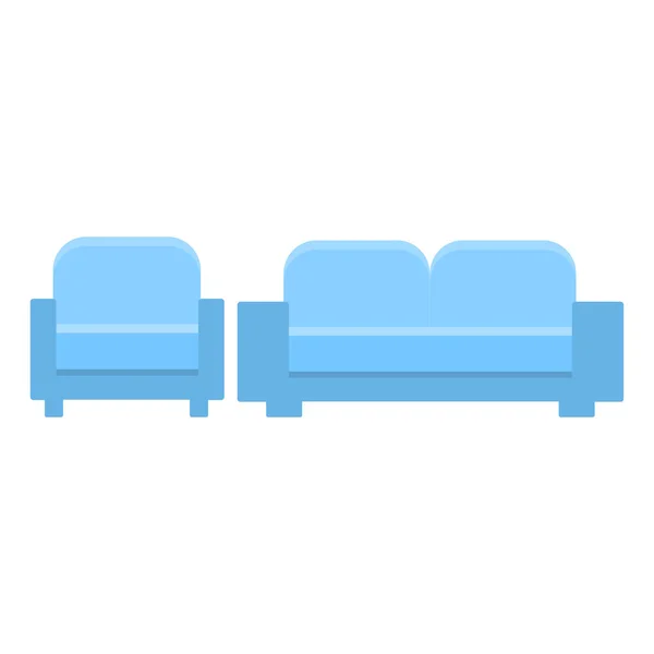 Sofa and chair in the same style, flat icon — Stock Vector